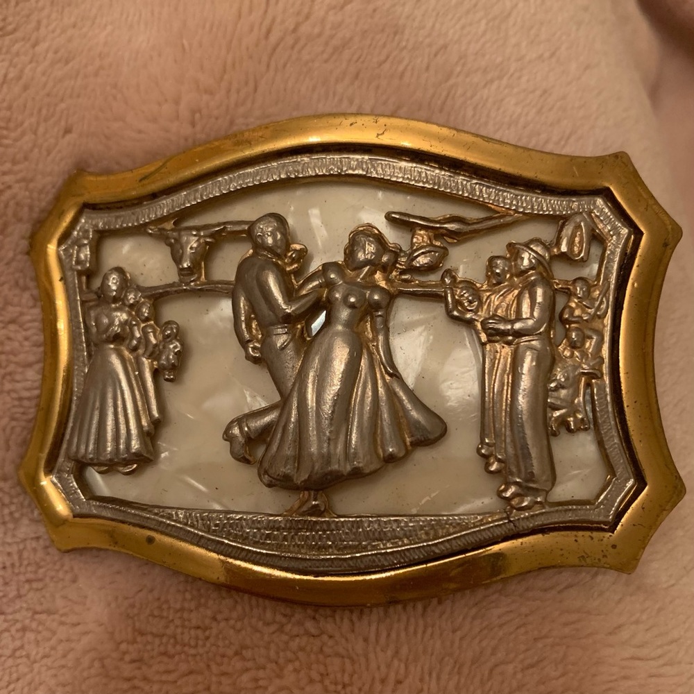 Country Western Cowboy,Cowgirl Dancing Dance Belt‎ Buckle.